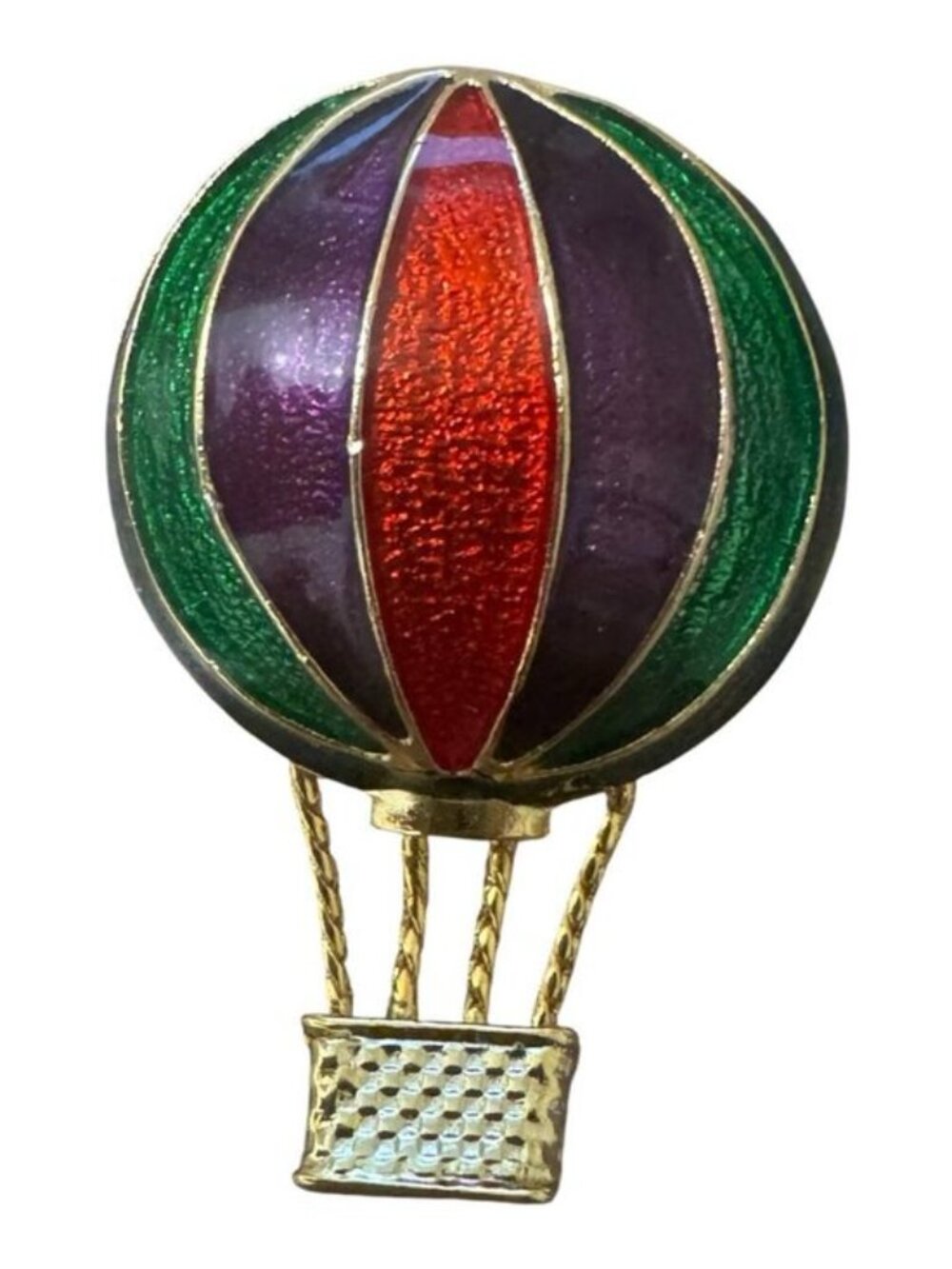 🎈🌟VTG Kim Rogers 80s Women's Hot Air Balloon Colorful Gold Tone Brooch Pin